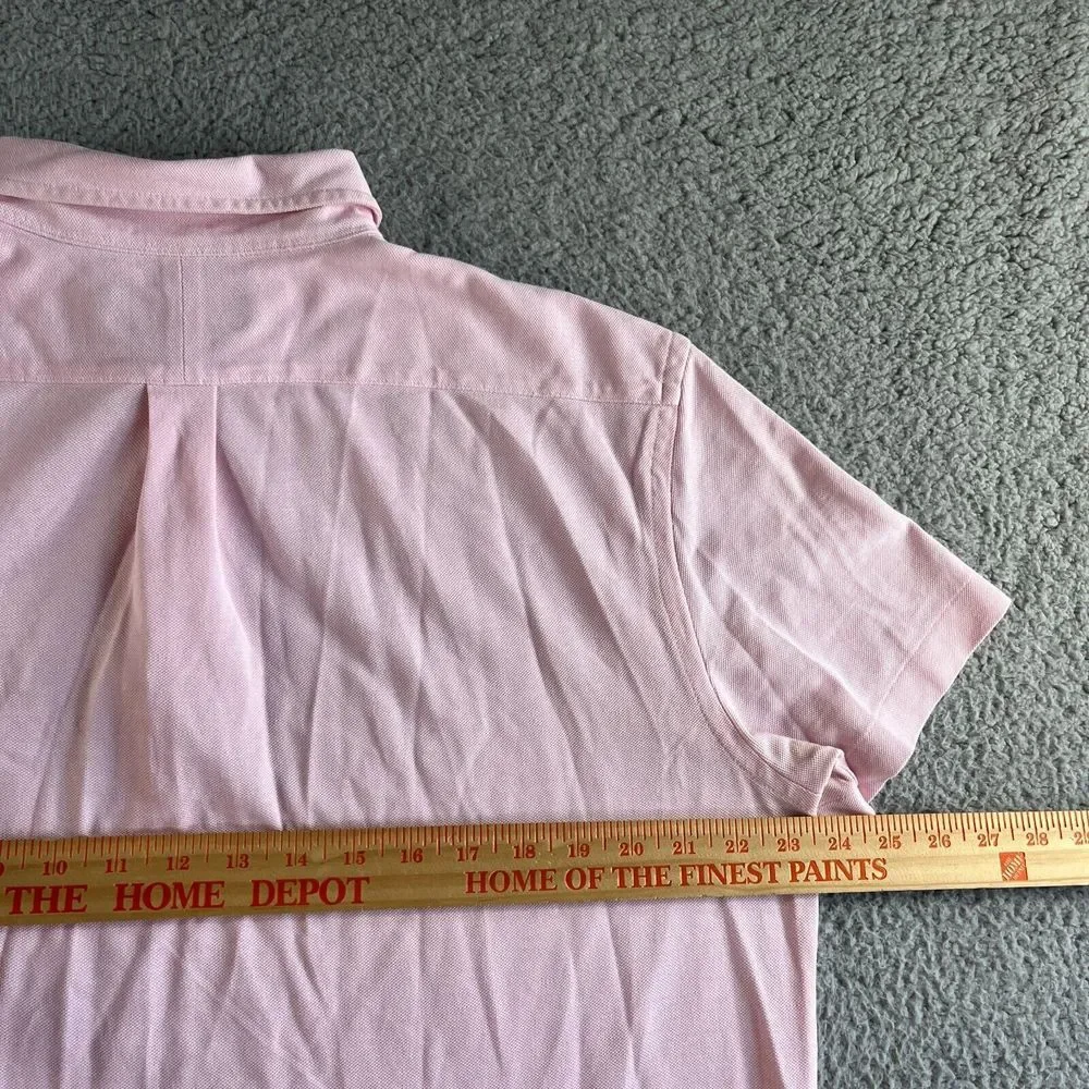 Ralph Lauren Polo Shirt Mens Large‎ Pink Knit Oxford Casual Preppy Button Down